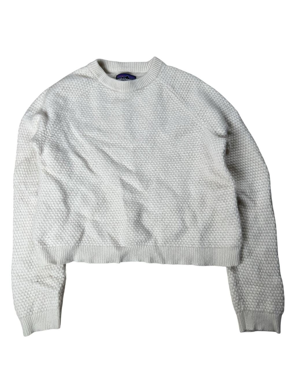 Patagonia Sweater Womens S White Pullover Waffle-Knit Heavyweight Cashmere
